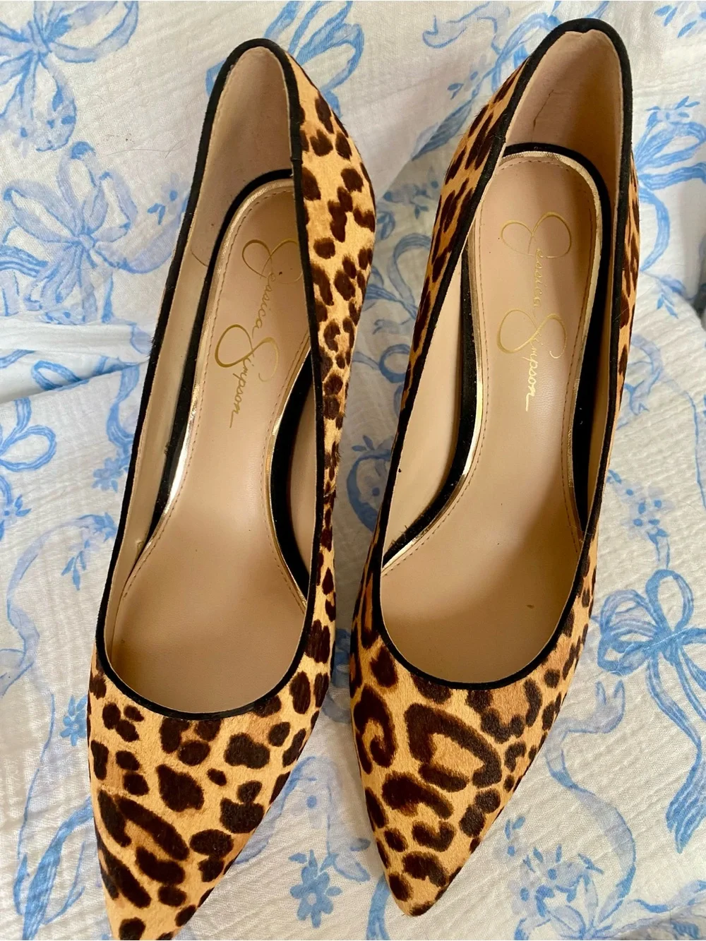 Jessica Simpson Cow Hair Leopard Print Stiletto Pumps